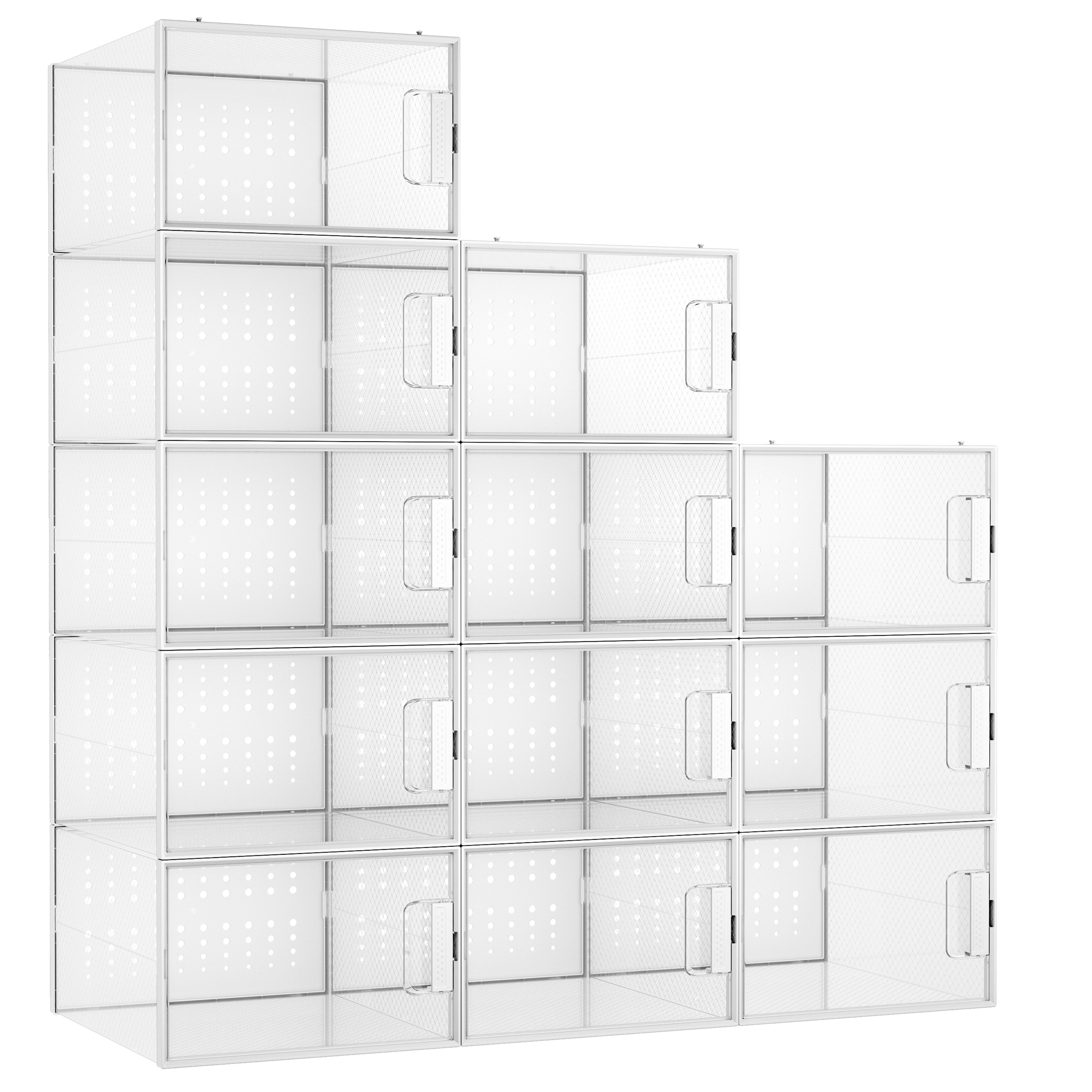 Pinkpum Extra Large Shoe Organizer Storage Boxes for Closet, Fit for Size 14, Clear Plastic Stackable Sneaker Storage Containers Bins with Lids, Clear Shoe Display Case Containers, 12 Pack