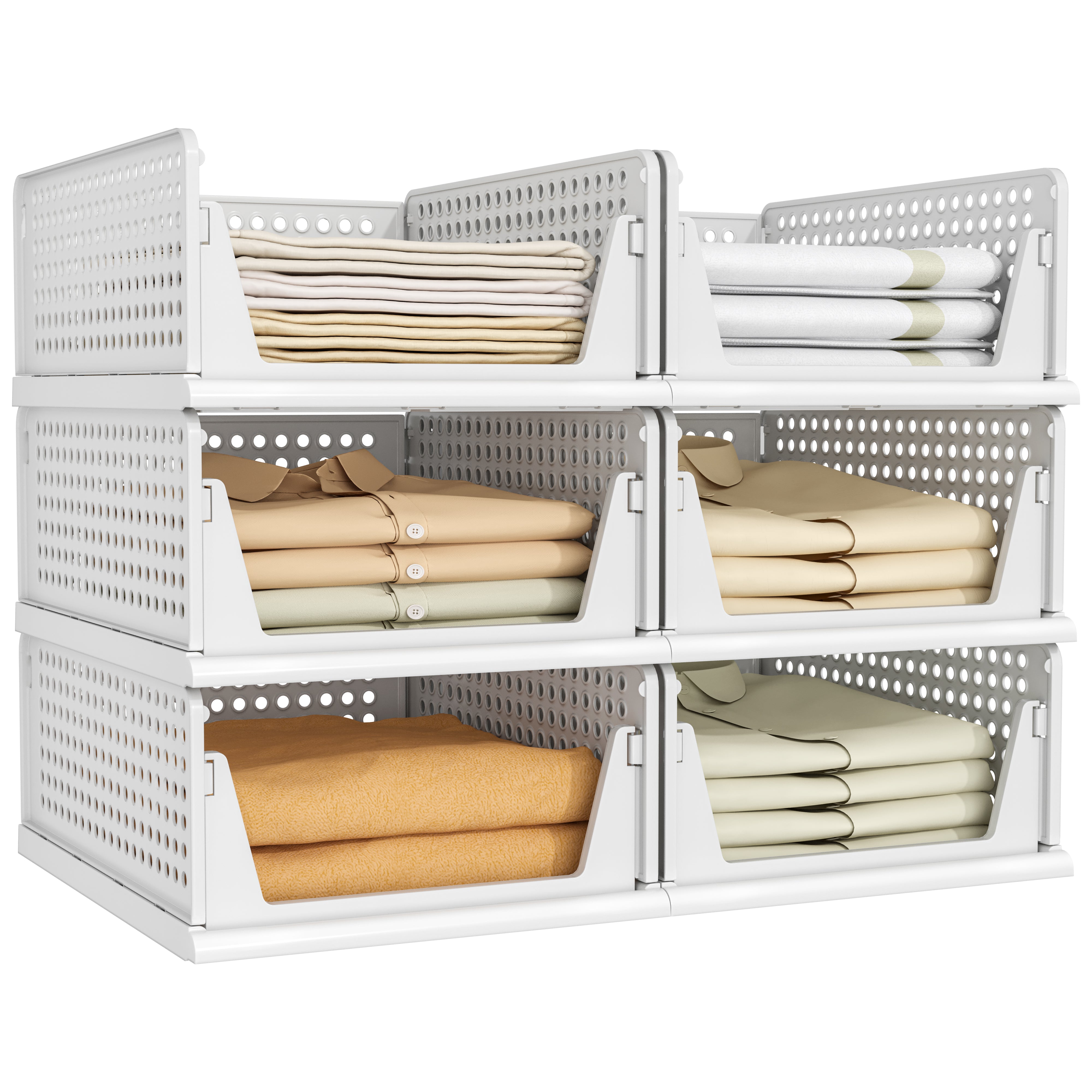 Storage Cba Pinkpum 6 Pack Closet Organizers Storage Bins, Stackable Plastic Drawe ...