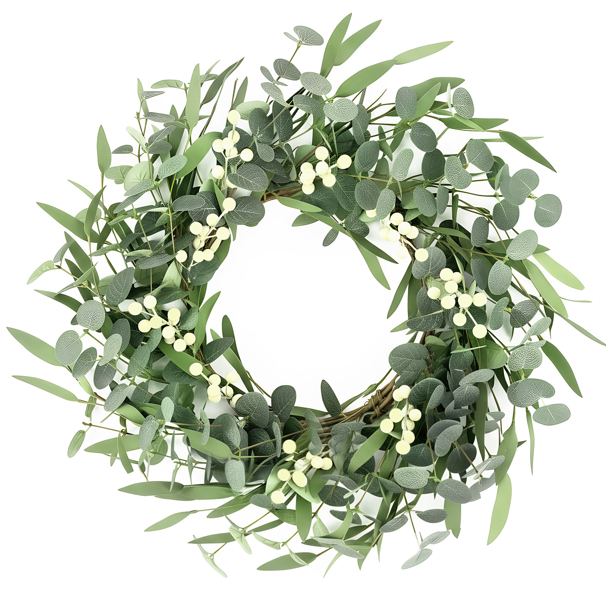 Pinkpum 20'' Eucalyptus Wreath for Front Door Porch Window Green Decor for Home Farmhouse Wall Spring Summer Fall Outdoor Indoor All Seasons