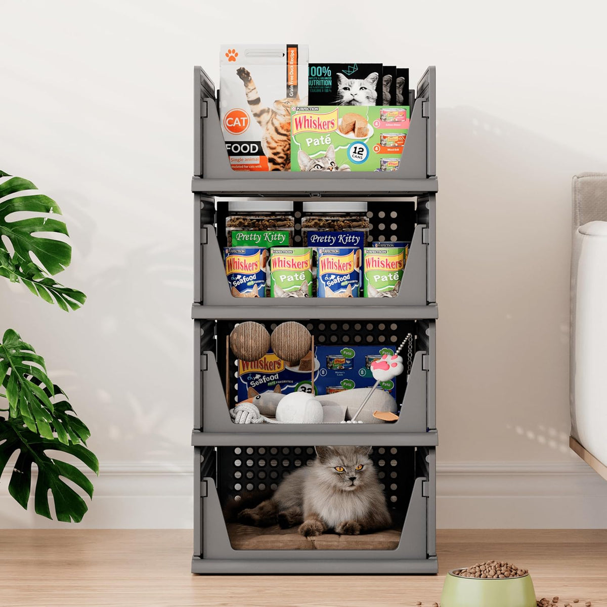 Pinkpum 6 Pack Closet Organizer Storage Bins Stackable Plastic Drawer Shelf Basket for Clothing Stackable Storage Bins Shelf Storage Container for Closet Wardrobe Bedroom Bathroom Office Black Foldable