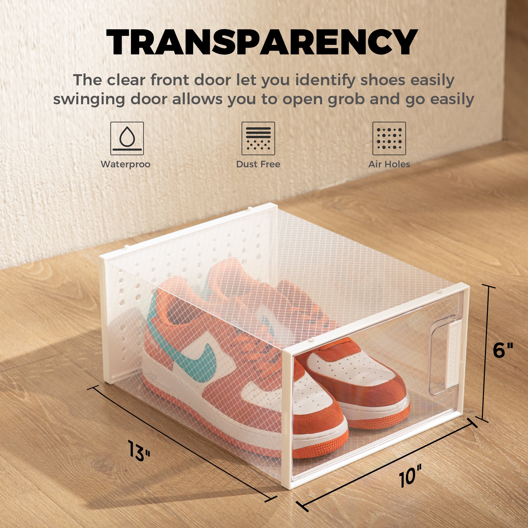 Pinkpum Large Shoe Organizer Storage Boxes for Closet, Clear Plastic Stackable Sneaker Storage Containers Bins with Lids, Clear Shoe Display Case Containers, Fit for Size 11, 12 Pack