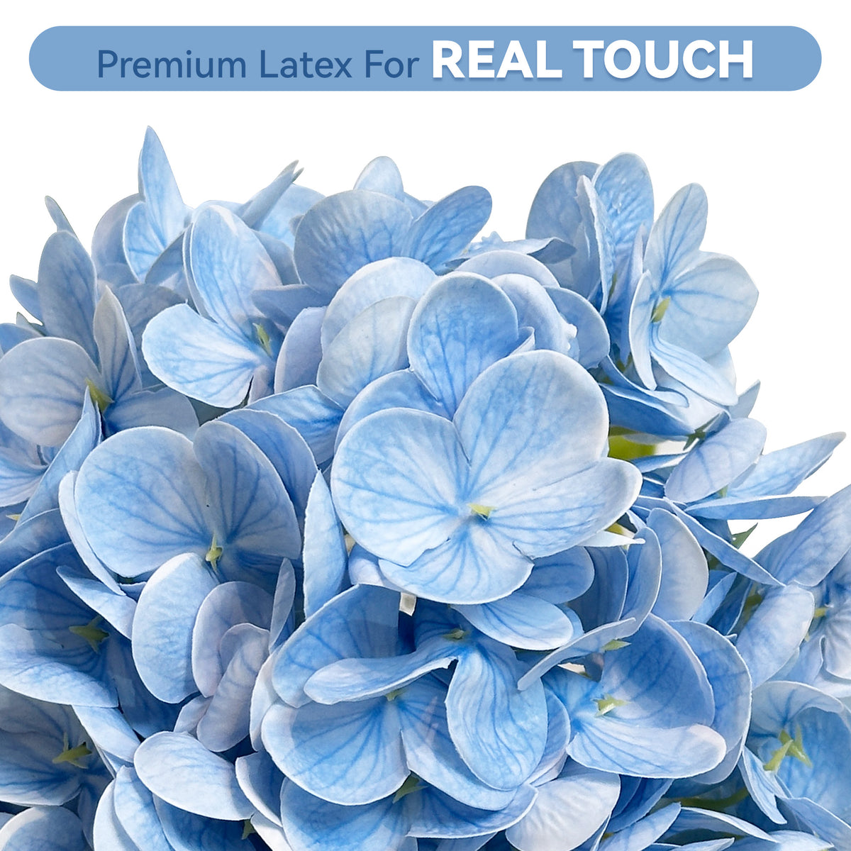 Pinkpum 6 Pcs Blue Hydrangea Artificial Flowers with Olives & Eucalyptus Total 12 Pcs, Latex Real Touch, Lifelike, 21 inch, for Vase Home Decor Party Arrangements Wedding Bouquets Table Centerpieces