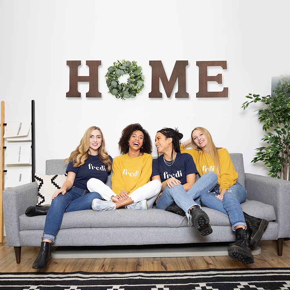 Home Sign Wall Decor Wooden Hanging Wood Home Letters for Wall Art with Artificial Eucalyptus Wreath Rustic Home Decor Farmhouse, Wall Decor for Living Room Kitchen Entryway Housewarming Gift (Brown)