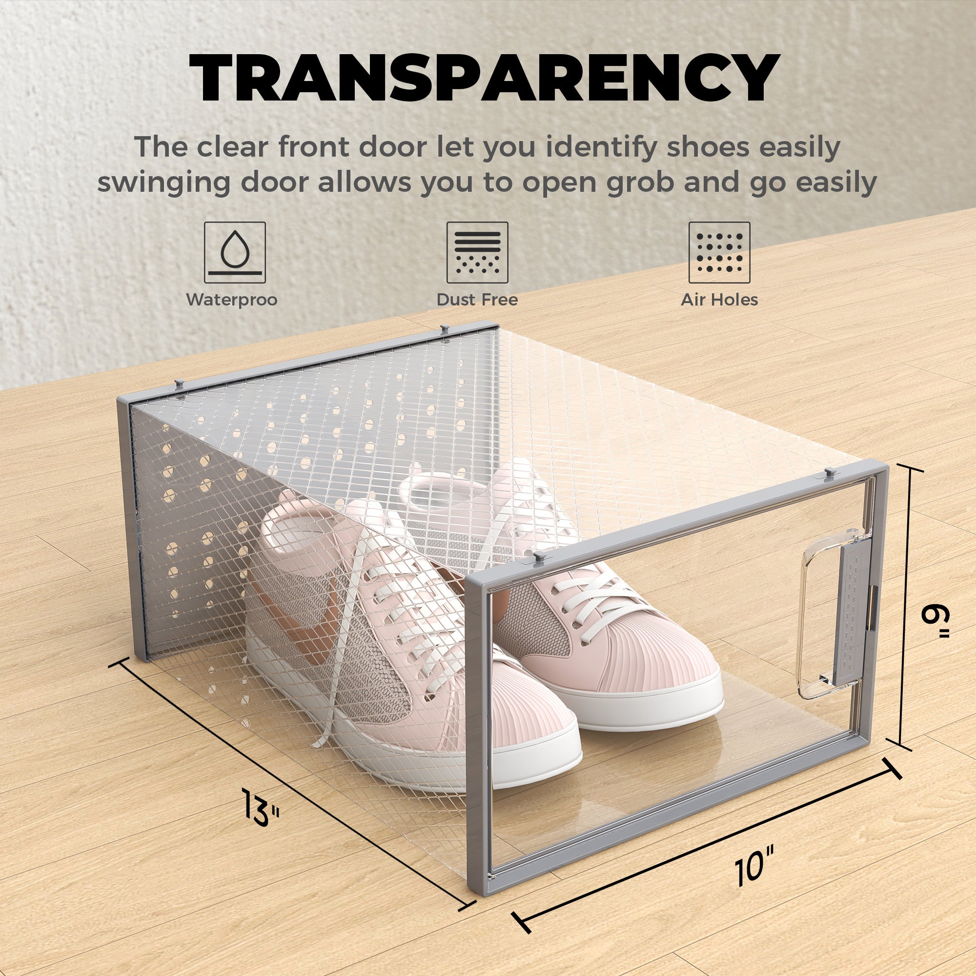 Pinkpum Large Shoe Organizer Storage Boxes for Closet, Clear Plastic Stackable Sneaker Storage Containers Bins with Lids, Clear Shoe Display Case Containers, Fit for Size 11, 12 Pack
