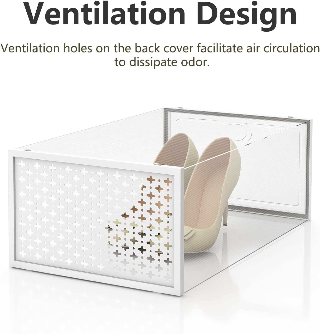 PINKPUM 12 Pack Shoe Storage Boxes, Clear Stackable Shoe Containers for Closet, Sneaker Storage Fit for Size 11 (Large)