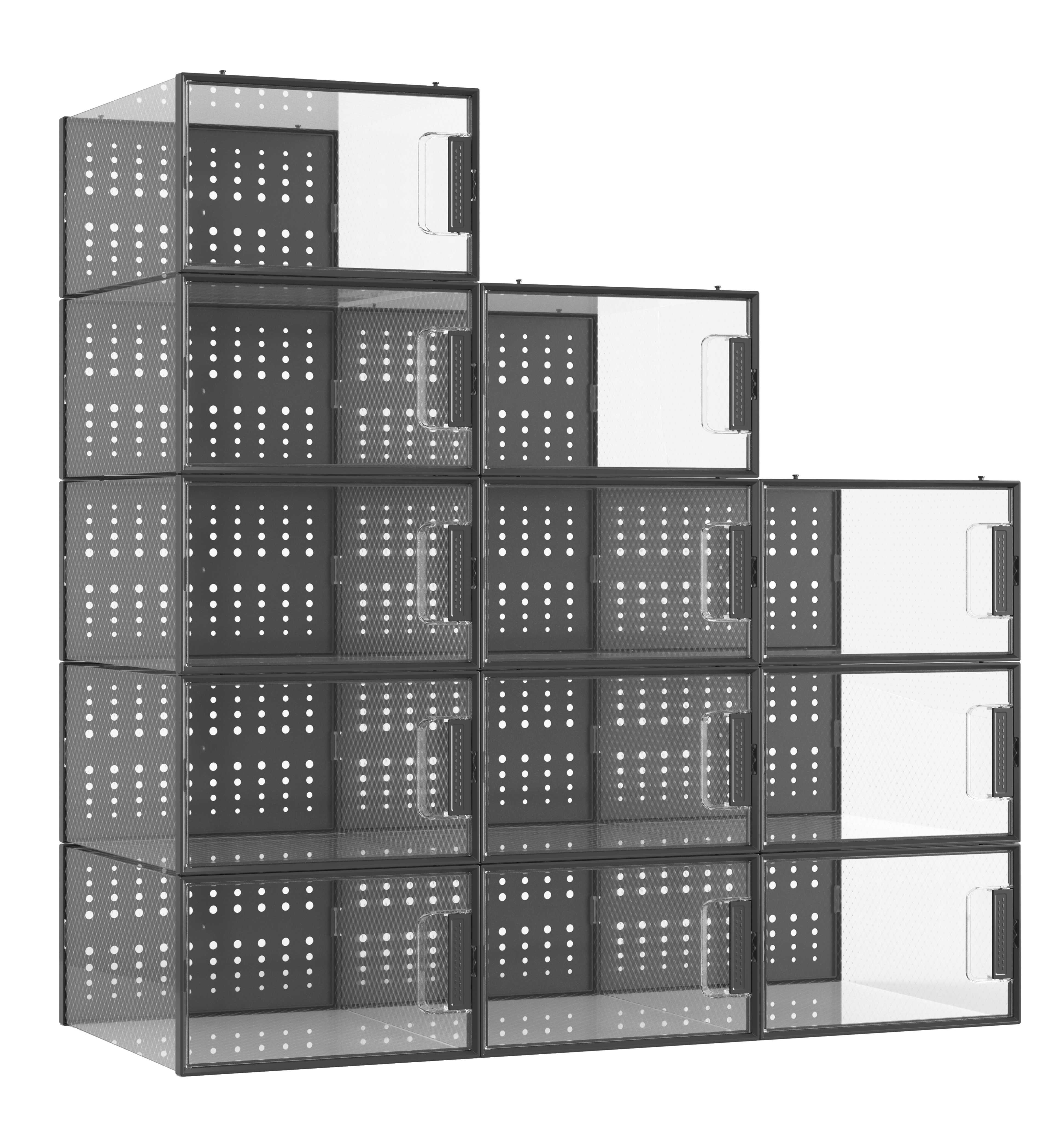 Pinkpum Large Shoe Organizer Storage Boxes for Closet, Clear Plastic Stackable Sneaker Storage Containers Bins with Lids, Clear Shoe Display Case Containers, Fit for Size 11, 12 Pack